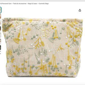 Makeup bag, Flower Cosmetic Bag 7.1" x 10" x 2" new in package